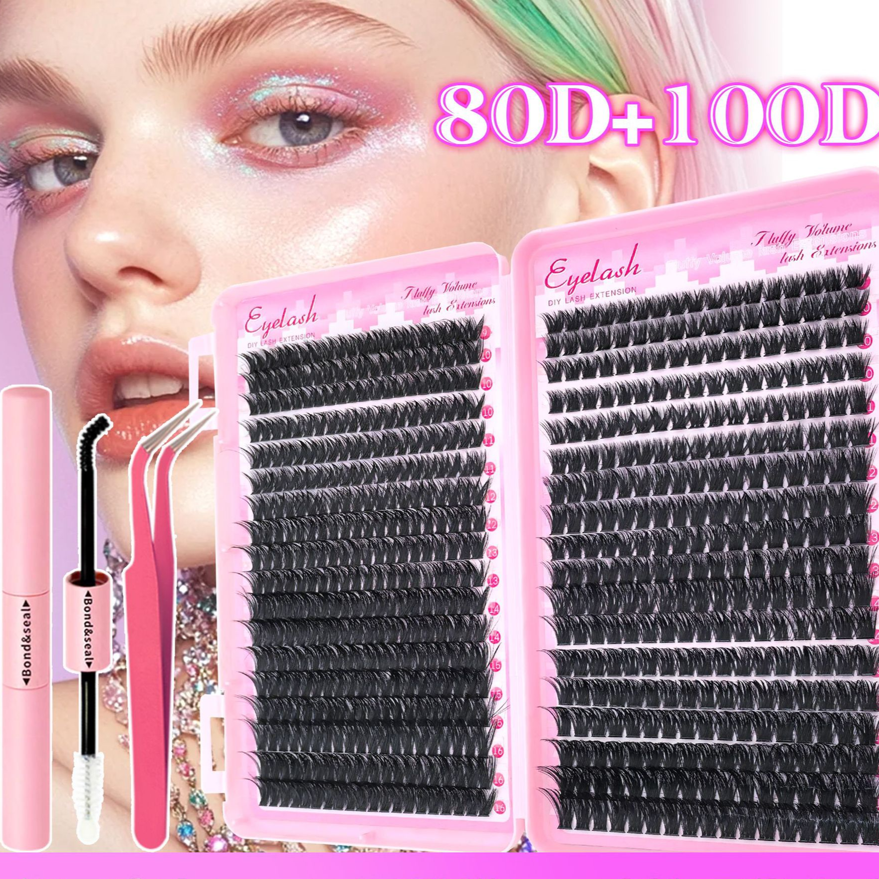 D-Curl Thick False Eyelashes Book DIY Segmented Lashes