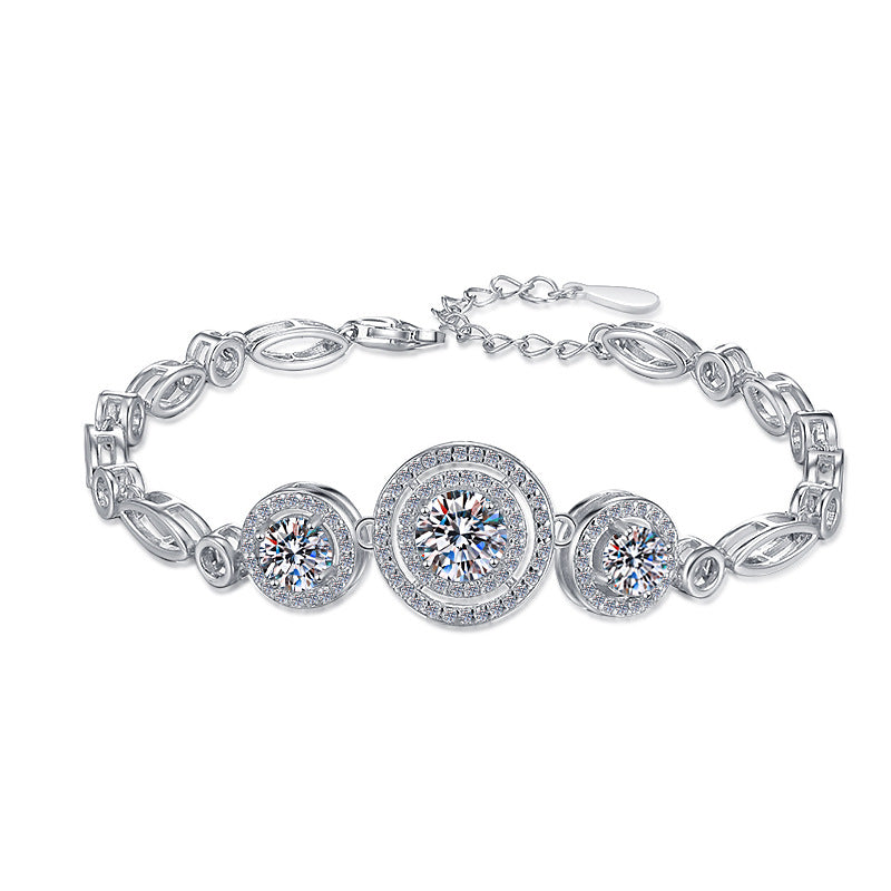 Geometric Circle Moissanite Sterling Silver Jewelry Set