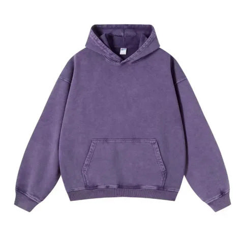 Vintage Wash Hip Hop Pullover Hooded Sweater