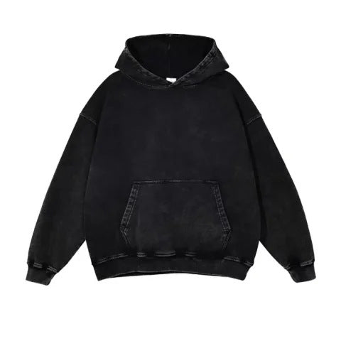 Vintage Wash Hip Hop Pullover Hooded Sweater
