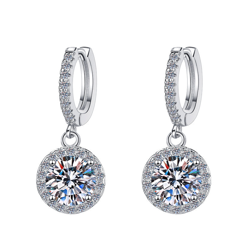 Geometric Circle Moissanite Sterling Silver Jewelry Set