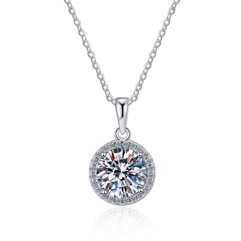 Geometric Circle Moissanite Sterling Silver Jewelry Set